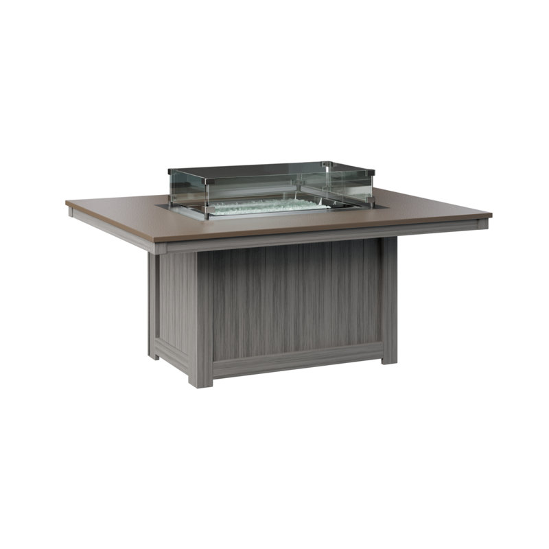 Berlin Gardens Donoma Rectangular Fire Pit Table, Hammered Top Bronze with Driftwood Grey Base