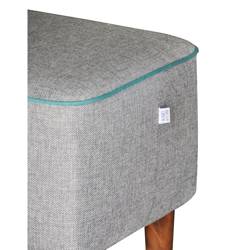 Mr. M Polyester Blend Upholstered Bench, Grey/Turquoise, Polyester Blend