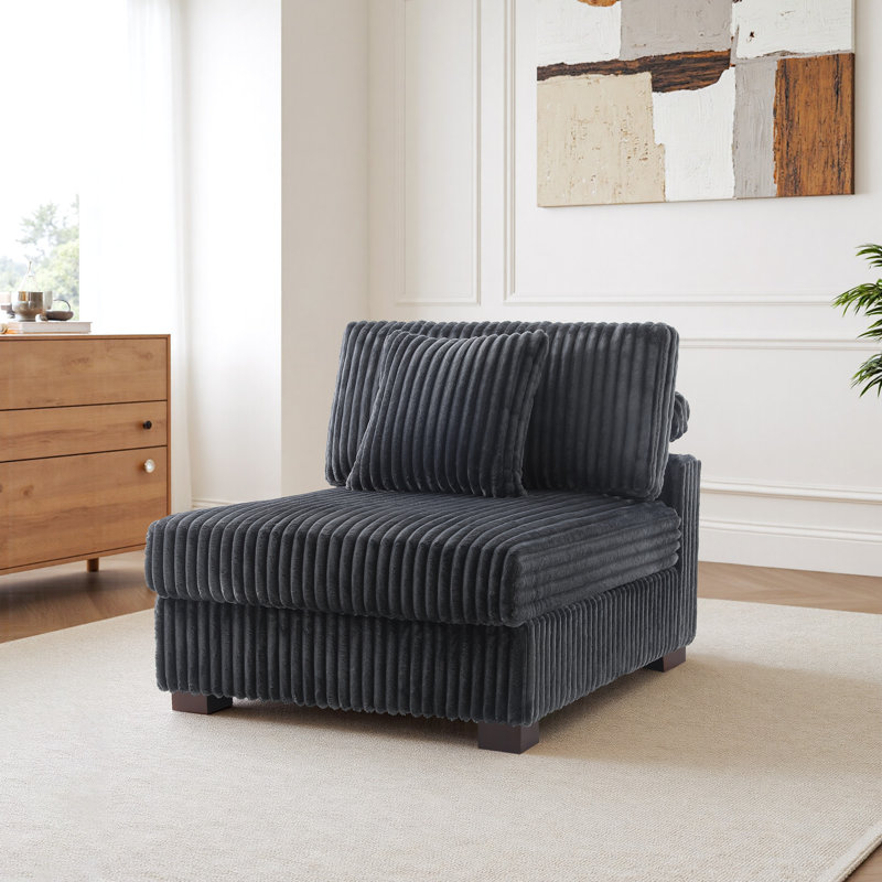 Upholstered Accent Chair with Footstool, Grey