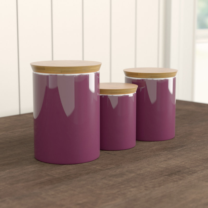 Wood Jar - Set of 3, Aubergine