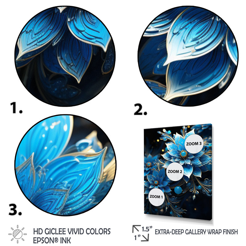 «Fractals Flowers Essence I», art mural abstrait sur toile, H 20 po x l 12 po x P 1 po, Cadre flottant noir