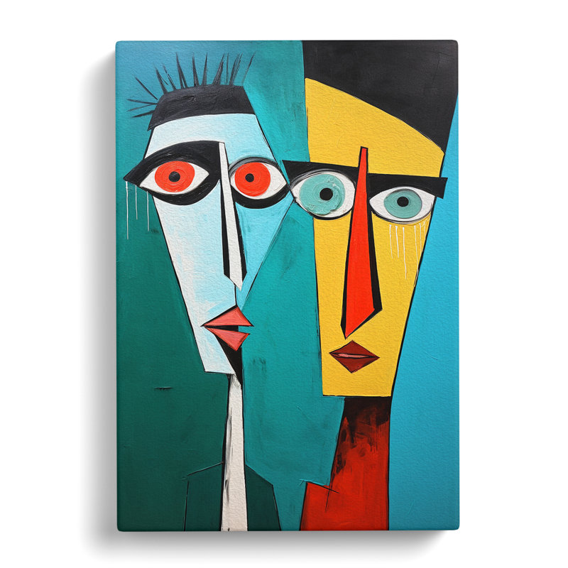 Two Men In Love Expressionism - No Frame Art Prints - Wrapped Canvas, 60cm H x 40cm W x 3cm D