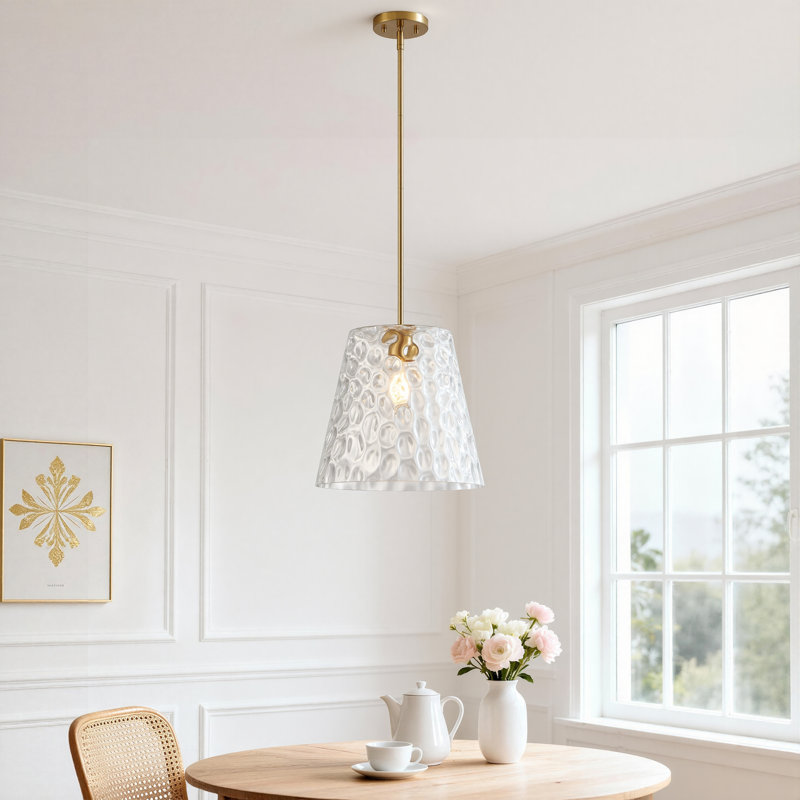 Luminaire suspendu réglable avec abat-jour en verre martelé