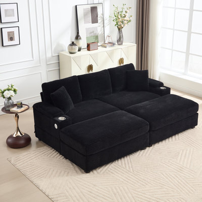 86.61'' Upholstered Sofa with Ottomans