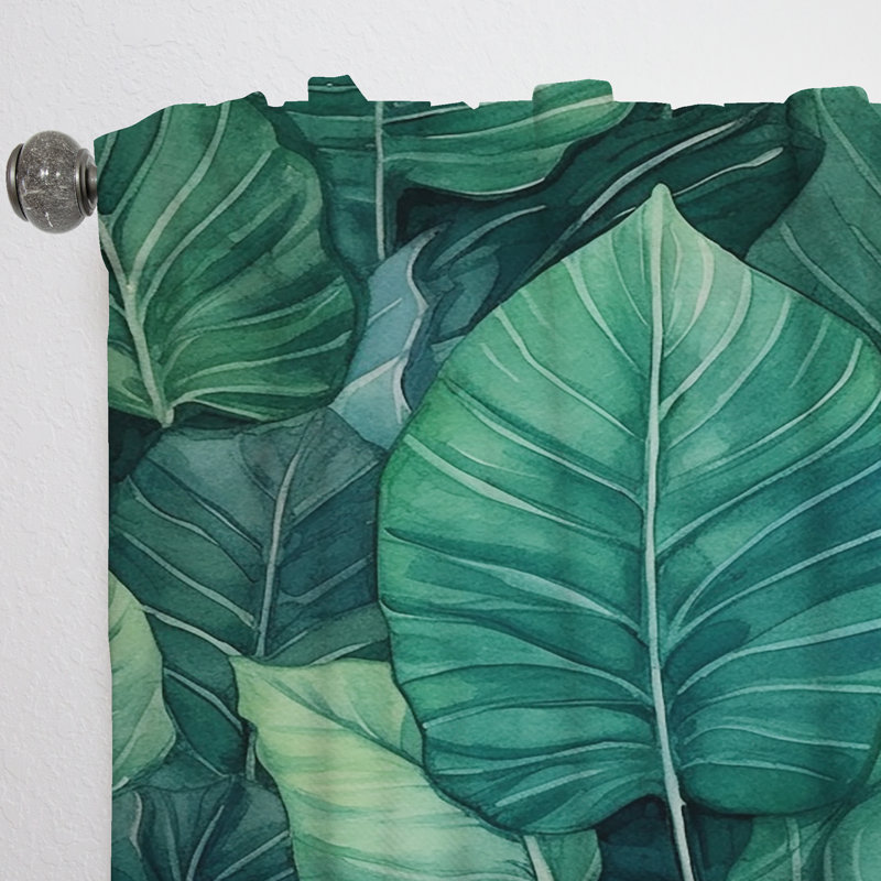 Rideau en velours traditionnel Gwern Green Leafs Harmony - obscurcissant - 1 panneau, L 52 po x L 90 po