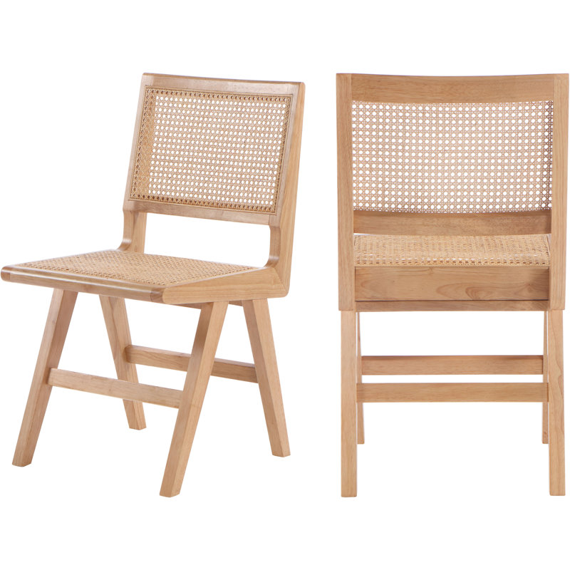 Chaise d'appoint à dossier plein en bois massif Abraxas, Canne naturelle