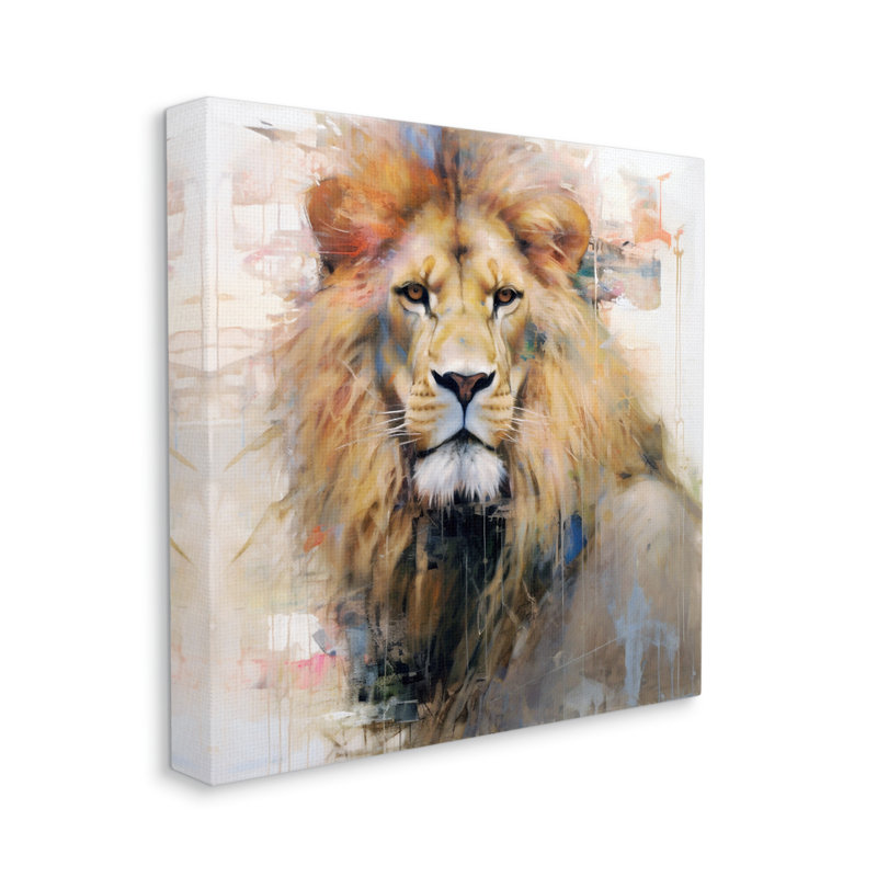 Portrait de lion moderne encadré Az-188 par Ray Powers, H 17 po x l 17 po x P 1,5 po, Giclée encadrée noir minuit