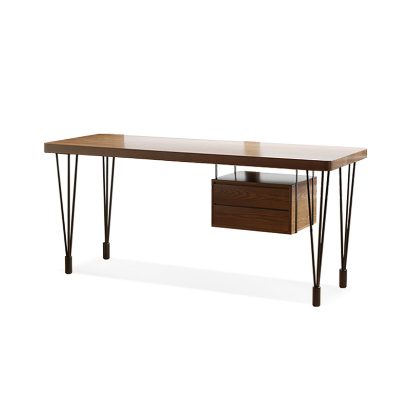 55.12"Light walnut Rectangular Solid Wood desks, 29.53" H x 70.87" W x 23.62" D