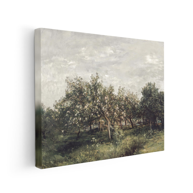 Charles-François Daubigny - Pommiers en fleurs, H 08 po x l 10 po, Canevas, Sans cadre