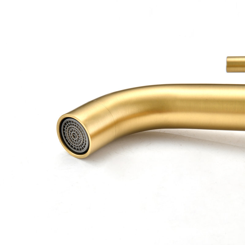 Modern Single Hole Bathroom Faucet, Brushed Gold, Handle For Temperature And Flow Adjustment, Water - Saving 1.2 Gpm, Deck Mounted Sink Compatibility High Performance Hole, Gold Finish, Adjustable