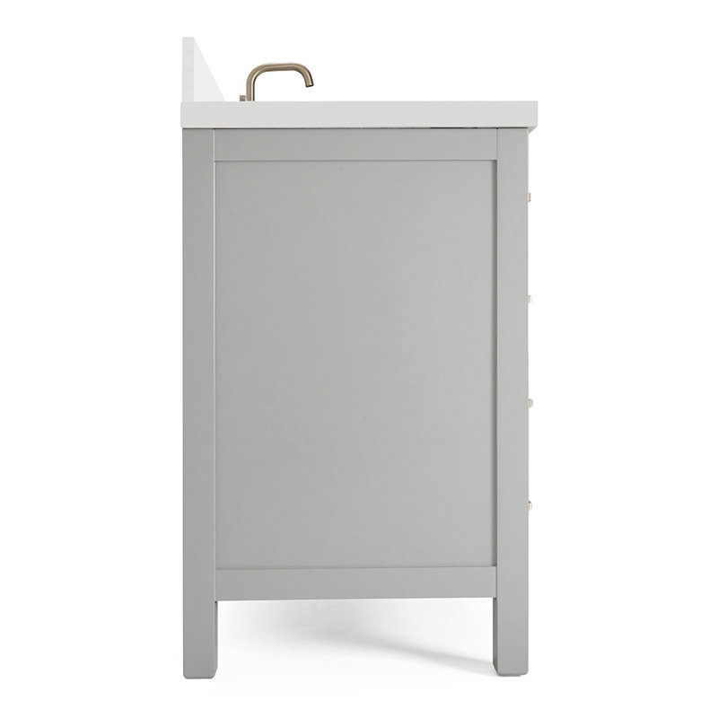 Cambridge 37'' W Single Vanity, Gray, Pure White Quartz, Oval