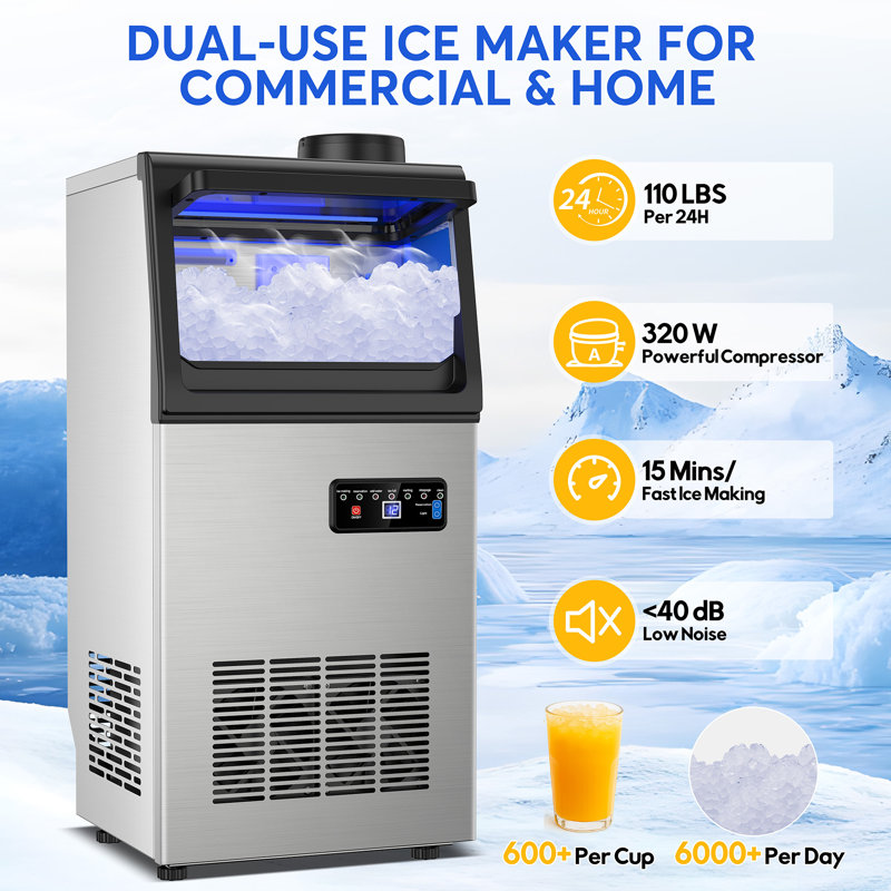 Machine à glaçons commerciale avec 20 bacs de rangement, 110 lb / 24 heures