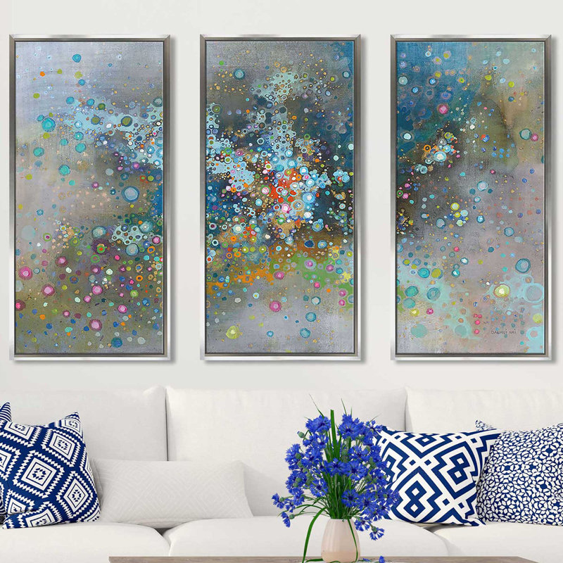 "Andromeda" par Danhui Nai, peinture sur toile flottante 3 pièces, L 52,5 po x H 33,5 po
