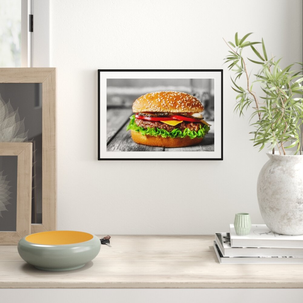 Gerahmtes Poster Appetitlicher Cheeseburger