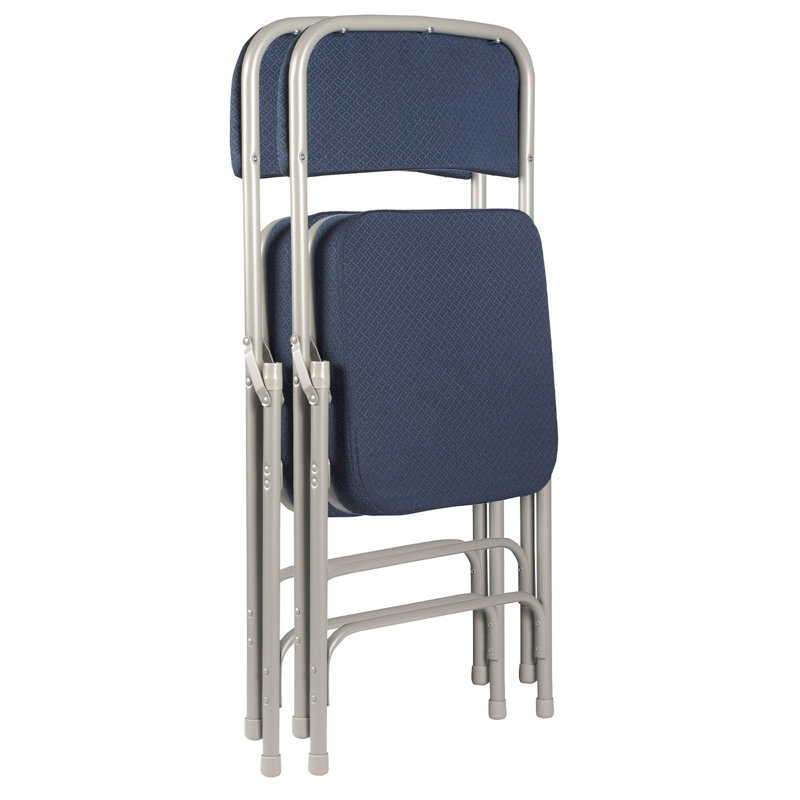 Bernadine Deluxe Fabric Padded Folding Chair, Blue/Gray