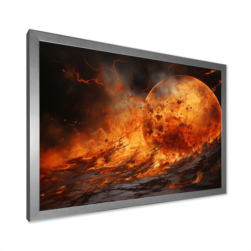 Planète Io Fiery II sur toile, H 12 po x l 20 po x P 1 po, Cadre photo argenté