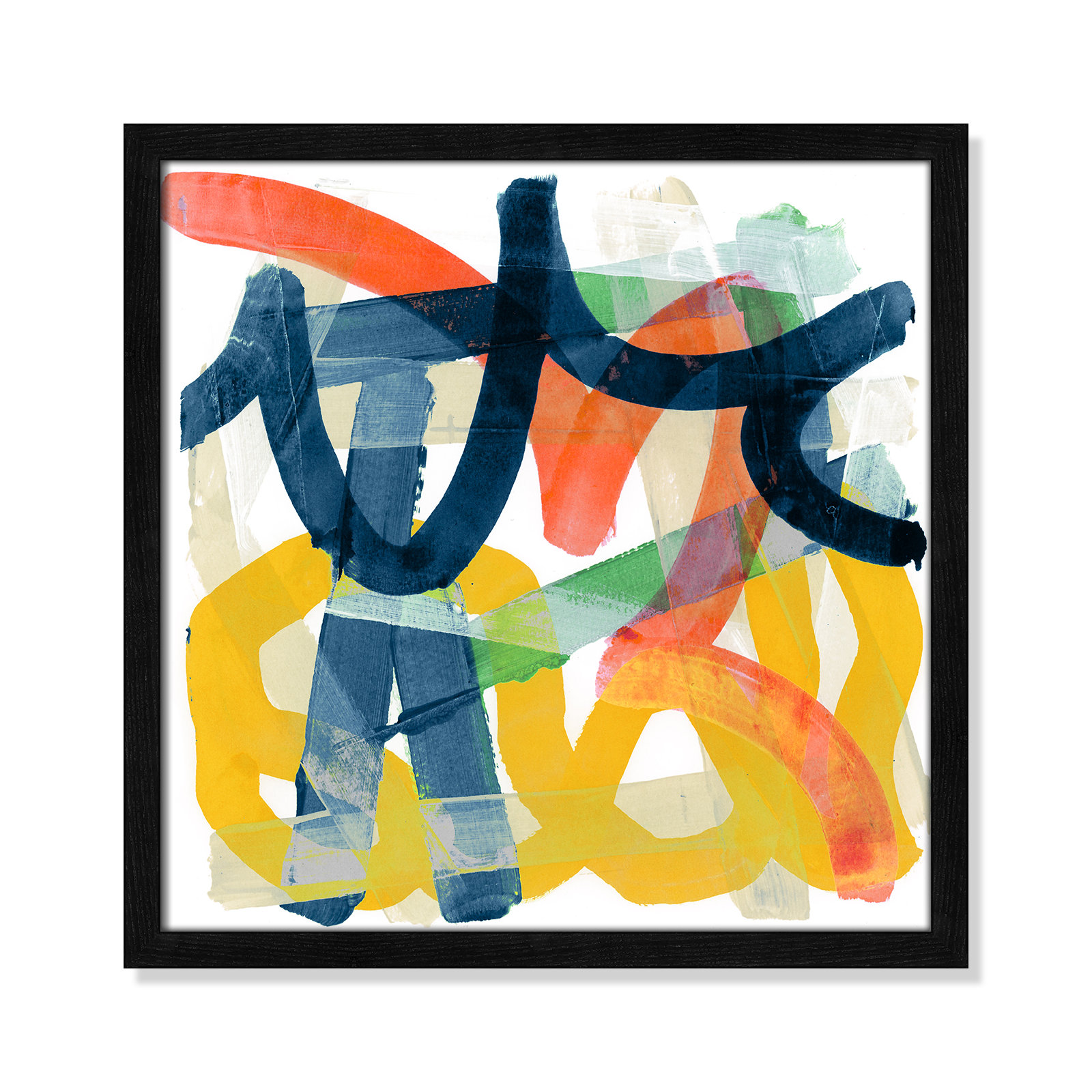 Shuffling by Cartissi - Picture Frame Painting, Black Framed, 17" H x 17" W x 0.75" D