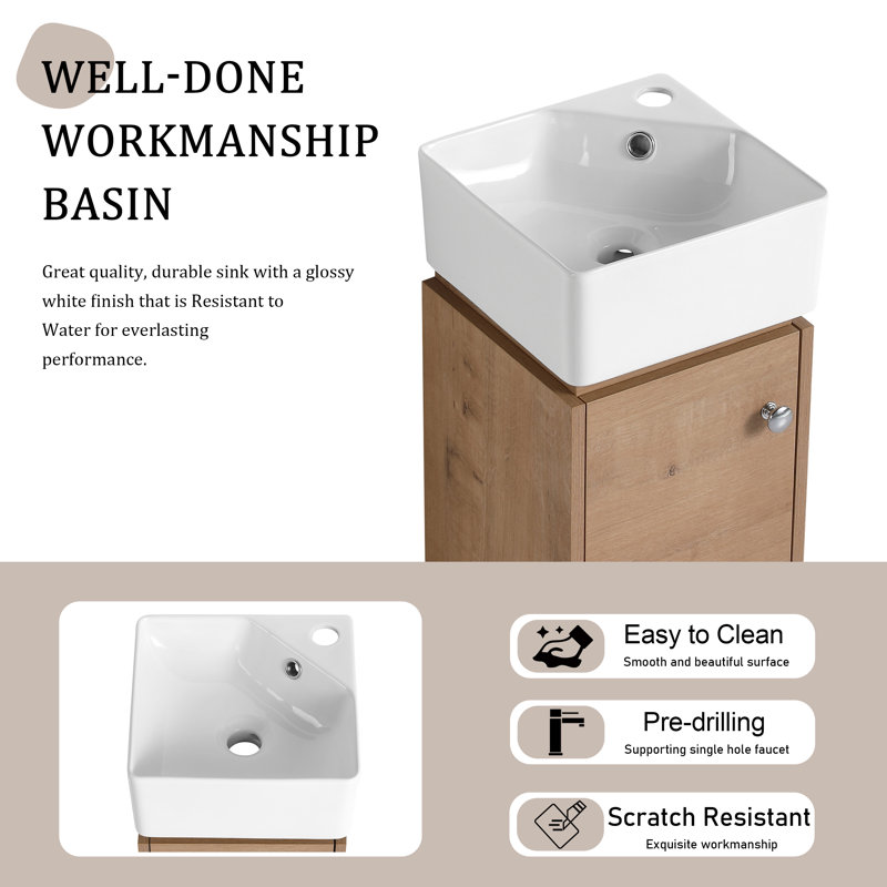 Breece 12.47 " W Free Standing Wall Mounted 1 Single Vanity Bathroom Vanity With Ceramic Top