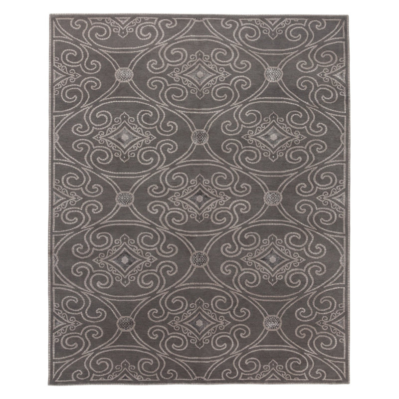 Marquis Geometric Area Rug in Gray/Silver, Rectangle 2' x 3'