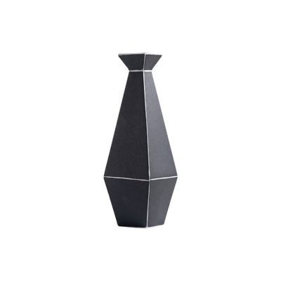 Vase géométrique en métal, vase décoratif à facettes en forme de diamant, vase noir minimaliste nordique - 12,6 po ou 15,7 po