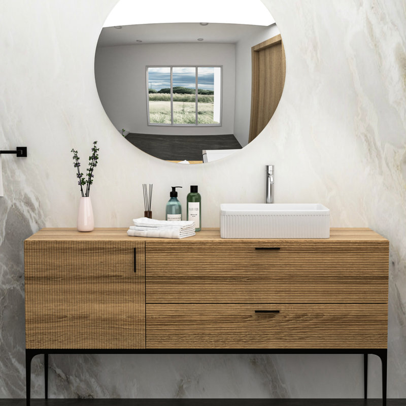 Lavabo vasque de salle de bain Stain - Céramique blanche rectangulaire, aspect moderne et élégant, lisse
