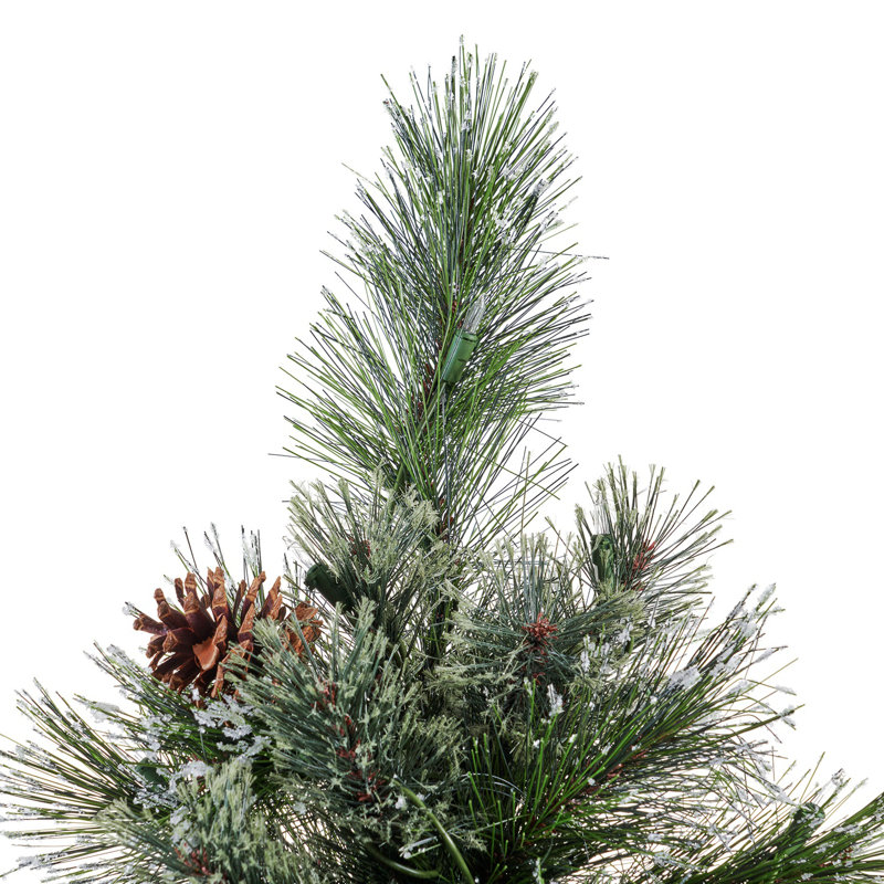 Arbre mélangé 9 'en cachemire et poils de neige avec 105 pommes de pin et 1200 lumières claires-UL, 2317 pointes
