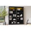 Bibliothèque moderne 5 avec DEL, bois massif, tablettes réglables, noir pour rangement de bureau à effacer, bureau en bois, tableau, stylo