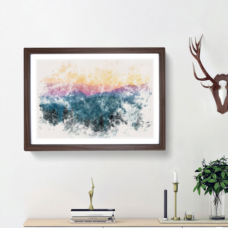 Mount Rainer in Seattle - Framed Print, 27cm H x 36cm W x 2cm D, Walnut Framed