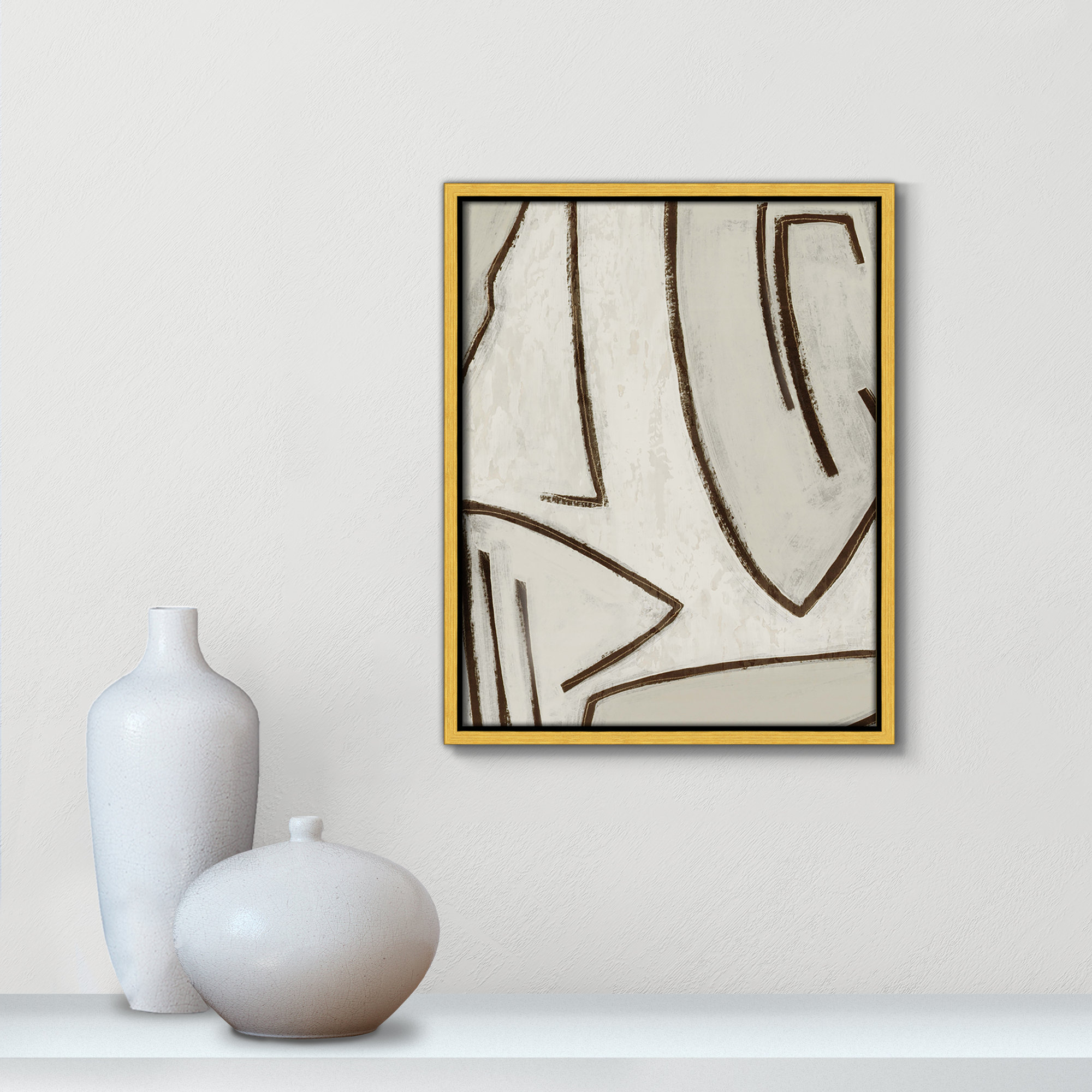 Line Work II, Gold, 12.5" W x 15.5" H