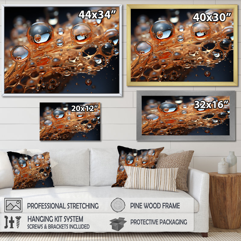 «Beating Bronze Perlages Champagen - Champagne», art mural, Toile tendue, H 30 po x l 40 po x P 1,5 po