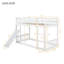 Lit superposé simple au-dessus d'un lit simple, lit superposé au sol avec rampe d'escalade, échelle, garde-corps de sécurité, blanc