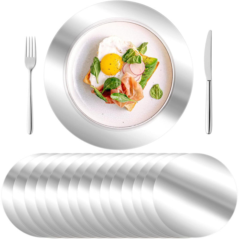 100 pièces napperons ronds 13 "napperons jetables pour table de salle à manger miroir napperon pour la cuisine ensemble de table de banquet mariage anniversaire dîner décoration de fête