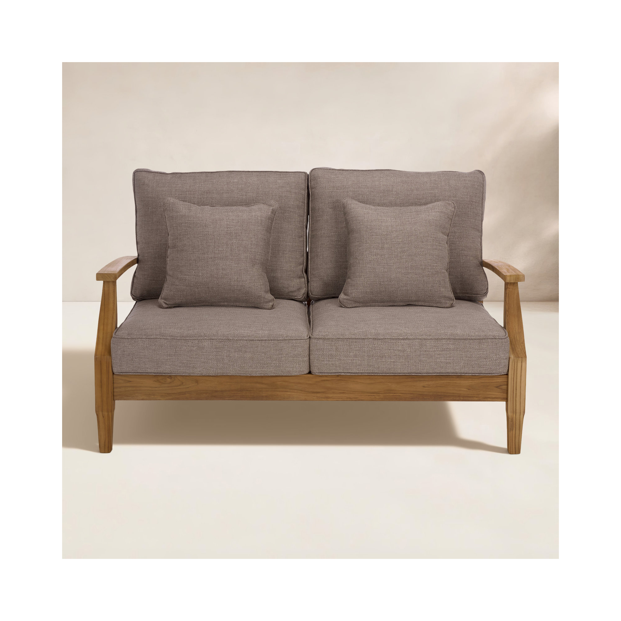 Clairmont Teakwood Patio Loveseat, Taupe