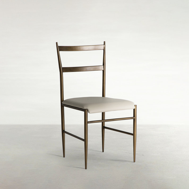Ward Ladder Back Side Chair in White Leather