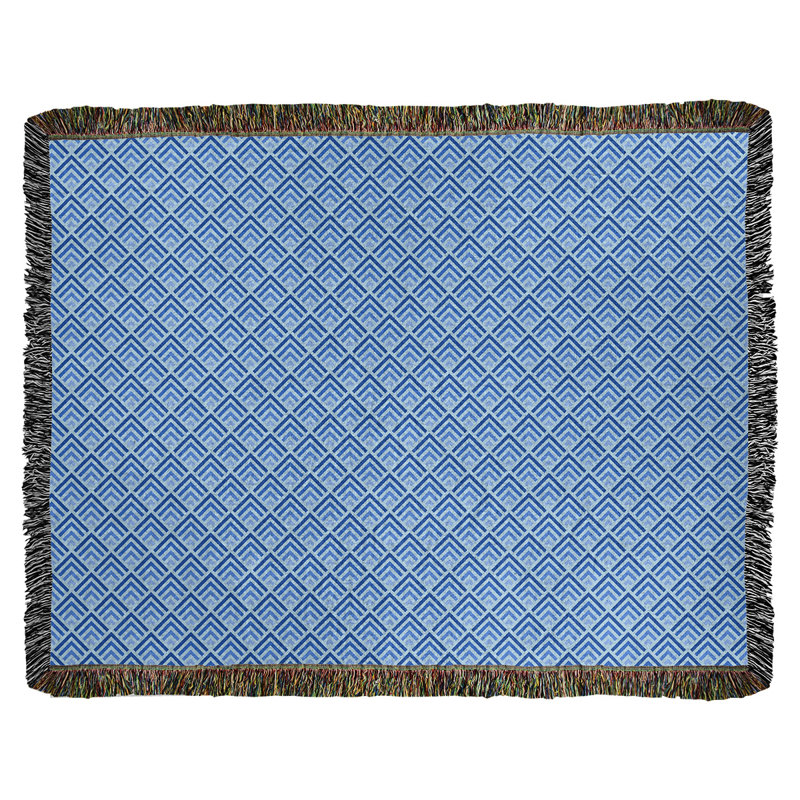 Couverture en coton tissé Katelyn Elizabeth, L 37 po x L 52 po, Bleu / blanc