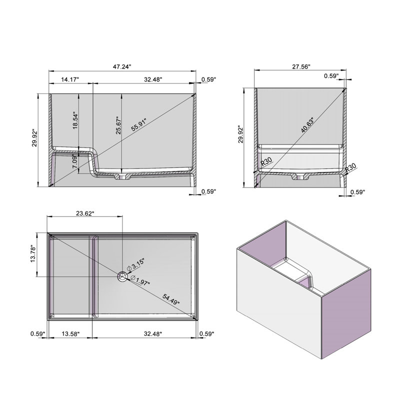 Freestanding Solid Surface Soaking Bathtub