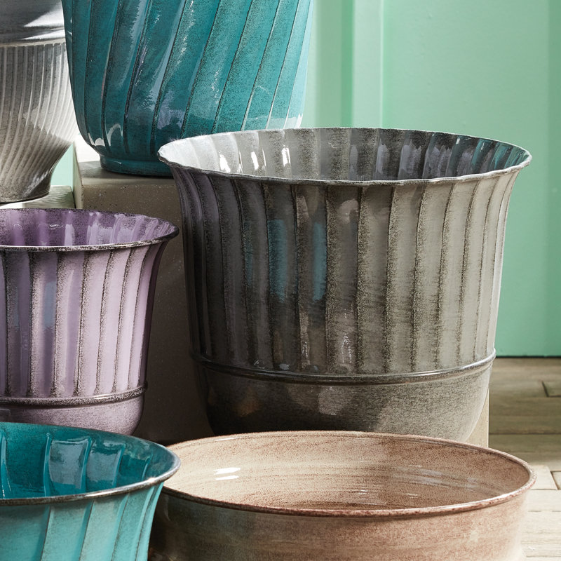 Ensemble de pots à fleurs en fer 3 pièces Tristan, Gris