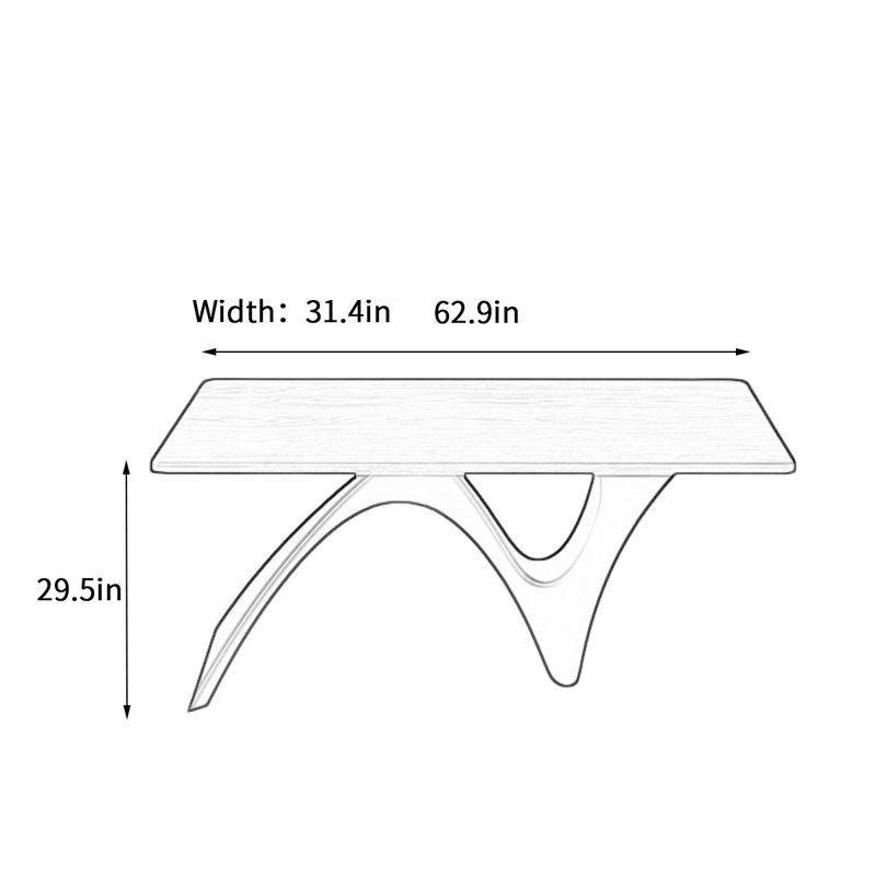 Retro solid wood rectangular creative dining table, 29.5"H x 62.9"L x 31.4"W