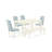 6 Piece Dining Room Table Set Contains a Rectangle Kitchen Table and 4 Baby Blue Linen Fabric Parson Chairs with a Bench, Linen White-1168687609-1168687606