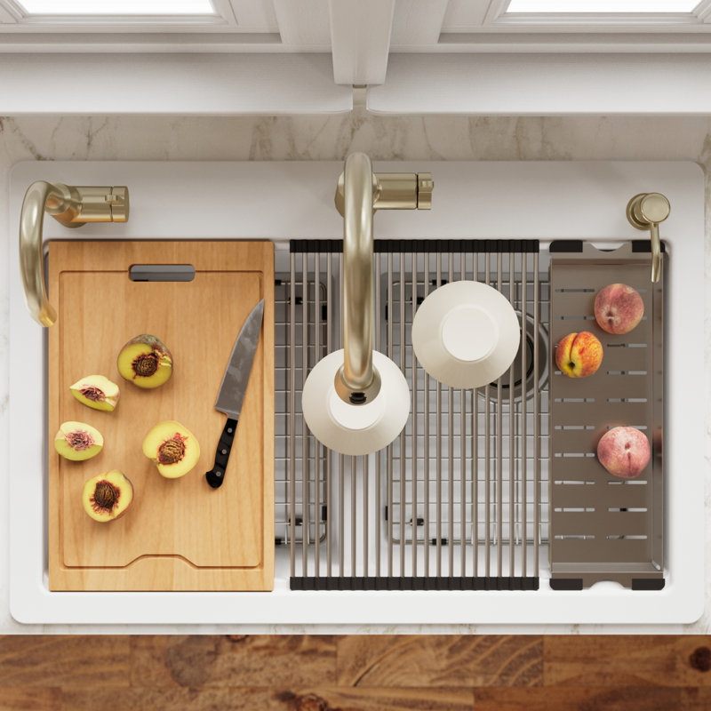 Évier de cuisine à quartz 33 L, Blanc