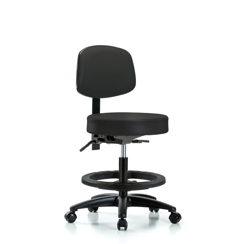 Tabouret de laboratoire Saige, Noir, Roulettes