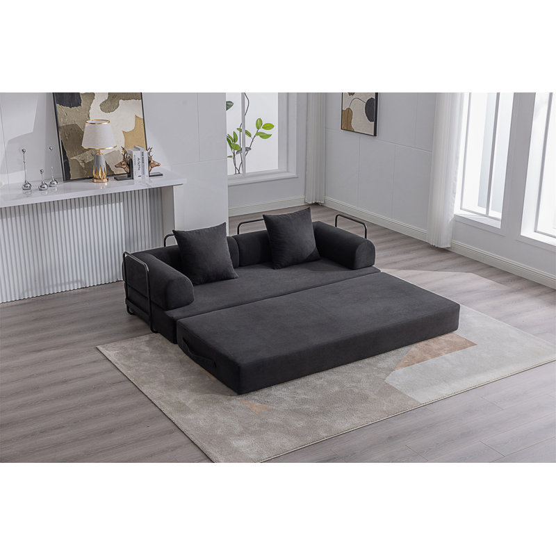 Canapé pliable et compressible, Velours côtelé noir