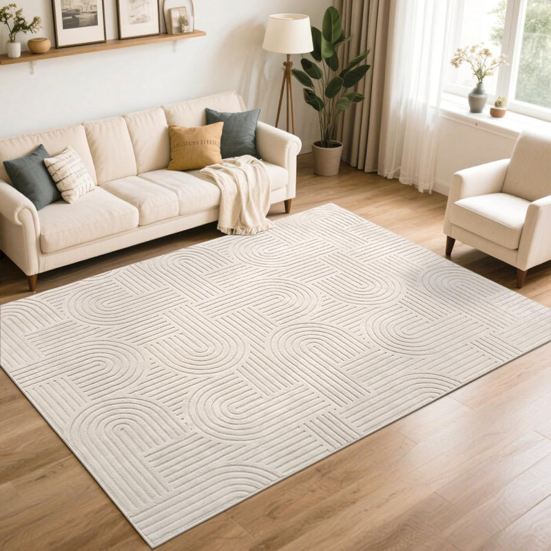 Tapis à poils longs doux et moelleux, Beige, Rectangle 6 pi x 9 pi