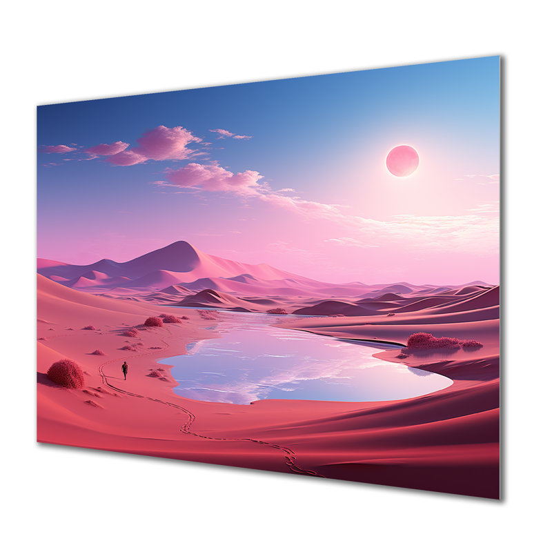«Space Dreamscape Roseat Sky II - Desert», art mural en métal, H 16 po x l 32 po x P 1 po
