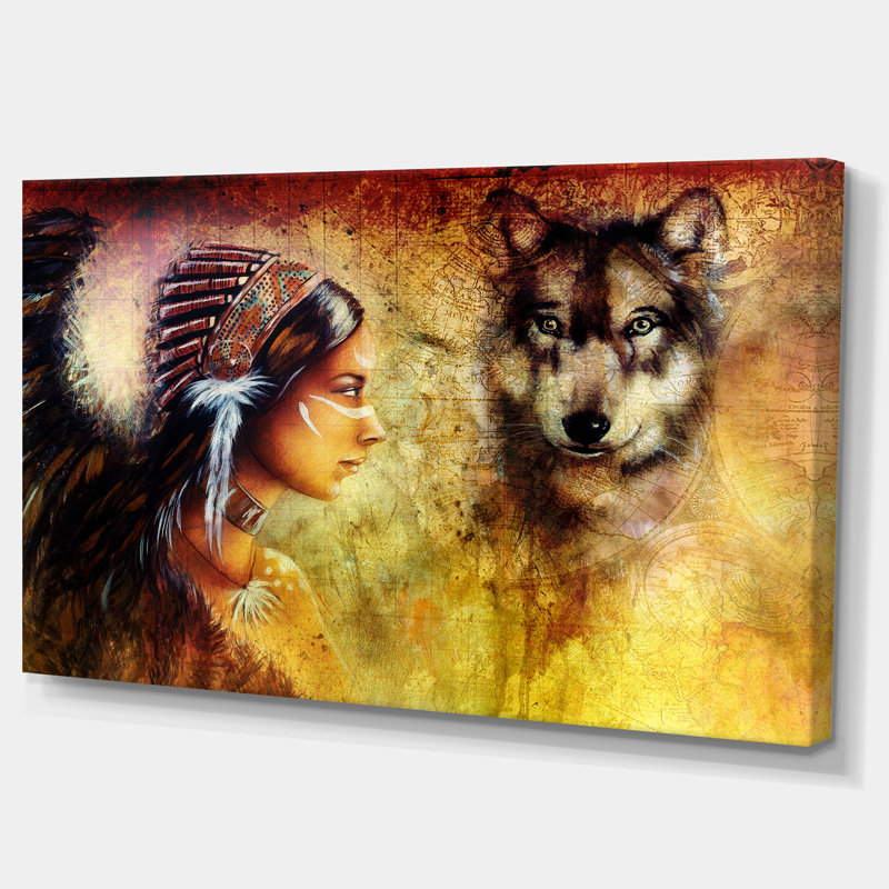 Portrait de loup - reproduction d'impression, H 20 po x l 40 po x P 1 po, Toile tendue