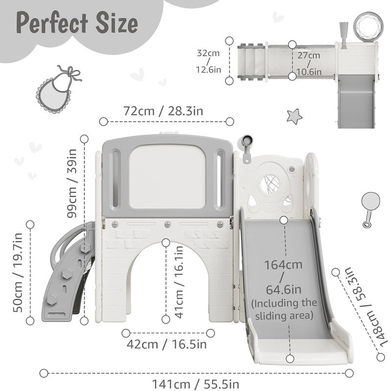 FXSGER 140cm W Plastic Climber, Grey