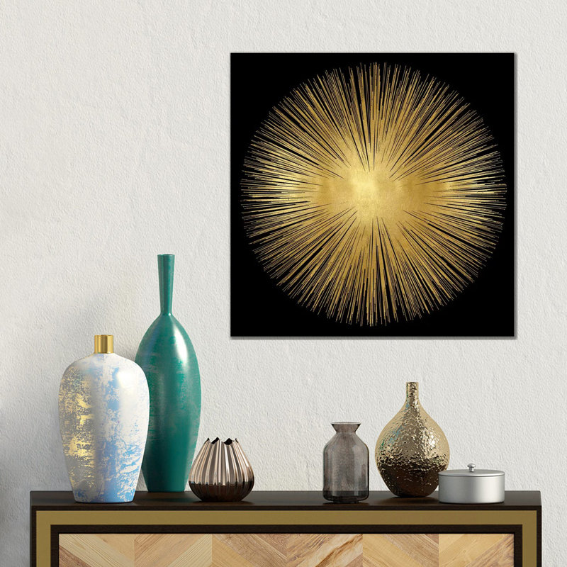 Sunburst by Abby Young - Print on Canvas, 45.72 cm H x 45.72 cm W x 1.91 cm D, Wrapped Canvas, Black