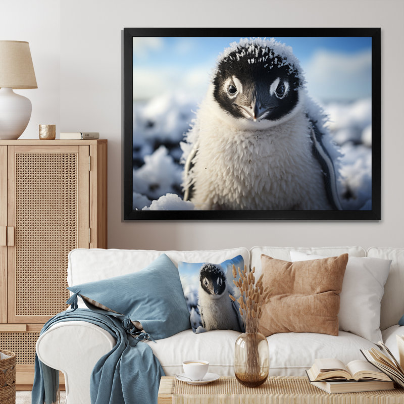 Pingouin adorable pingouin I sur toile, Cadre simple noir, H 16 po x l 32 po x P 1 po