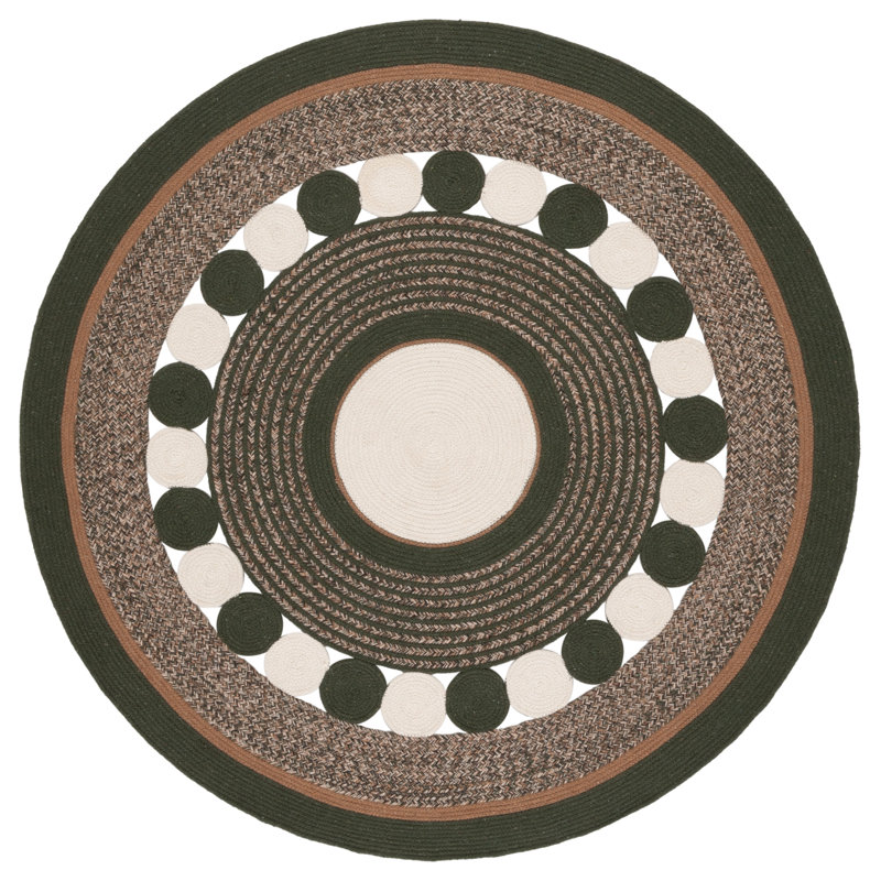 Tapis vert / ivoire Caoimhinn 757, Rond 4 pi