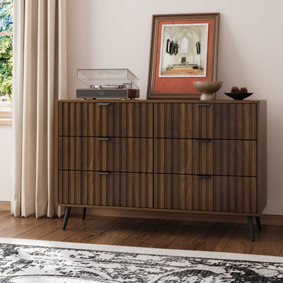 Fluted 3 Drawer Dresser,Modern Storage Cabinet,Wood Chest Of Drawers for Bedroom & Living Room